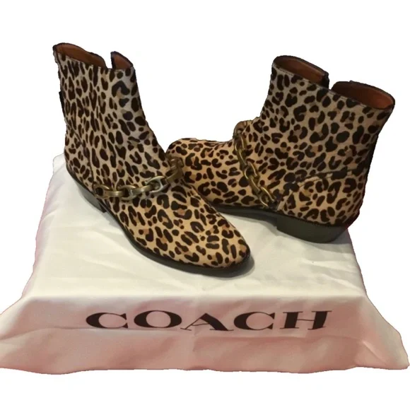 Coach Allen Bootie Leopard Boots 8.5 - Picture 1 of 3